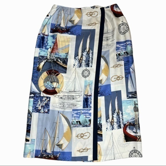 Vintage Silk Nautical Wrap Skirt size 14 Doncaster - Picture 5 of 8